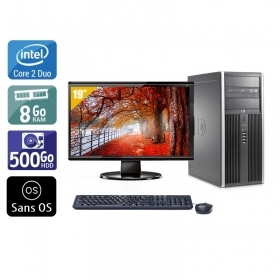 HP Compaq Elite 8000 Tower Core 2 Duo avec Écran 19 pouces 8Go RAM 500Go HDD Sans OS