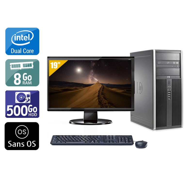 HP Compaq Elite 8000 Tower Dual Core + Écran - 19'' 8Go RAM 500Go HDD Sans OS  Bon étatOccasion certifiée reconditionnée Bon état -  reconditionné disponible sur Kiatoo
