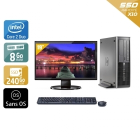 HP Compaq Elite 8000 SFF Core 2 Duo avec Écran 19 pouces 8Go RAM 240Go SSD Sans OS