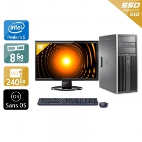 HP Compaq Elite 8100 Tower Pentium G Dual Core avec Écran 19 pouces 8Go RAM 240Go SSD Sans OS