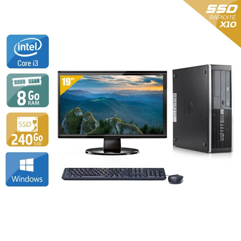 HP Compaq Elite 8100 SFF i3 avec Écran 19 pouces 8Go RAM 240Go SSD Windows 10