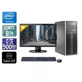 HP Compaq Elite 8200 Tower Pentium G Dual Core avec Écran 19 pouces 8Go RAM 500Go HDD Sans OS