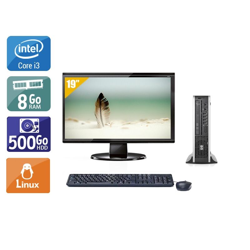 HP Compaq Elite 8200 USDT i3 avec Écran 19 pouces 8Go RAM 500Go HDD Linux