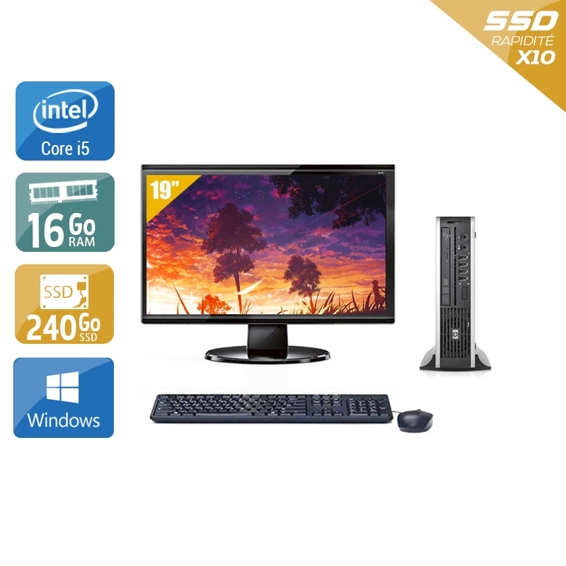 HP Compaq Elite 8200 USDT i5 + Écran - 19'' 16Go RAM 240Go SSD Windows 10  Bon étatOccasion certifiée reconditionnée Bon état -  reconditionné disponible sur Kiatoo