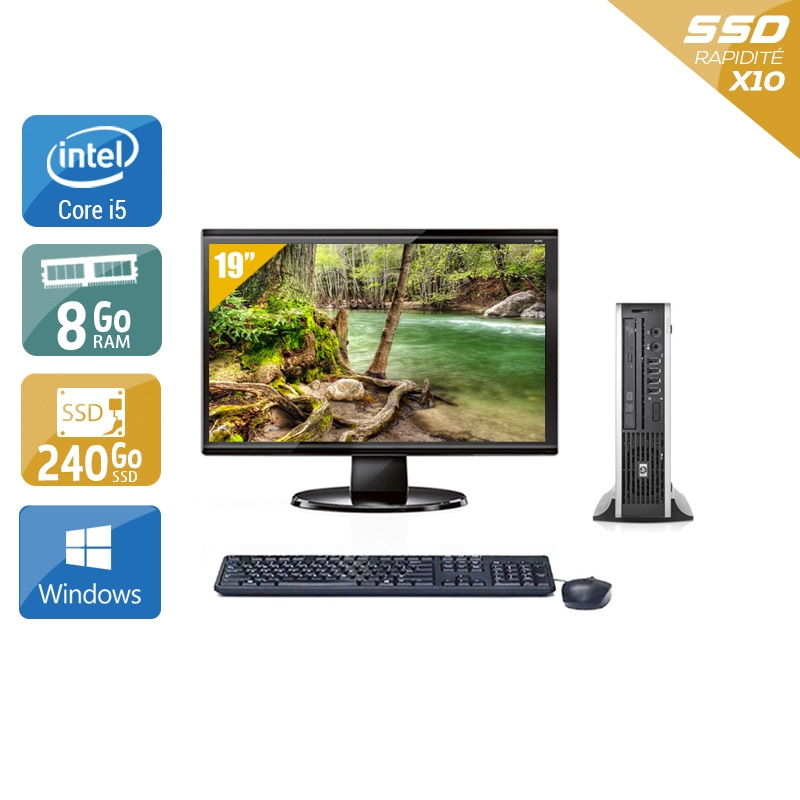 HP Compaq Elite 8300 USDT i5 + Écran - 19'' 8Go RAM 240Go SSD Windows 10  Très bon étatOccasion certifiée reconditionnée Bon état -  reconditionné disponible sur Kiatoo