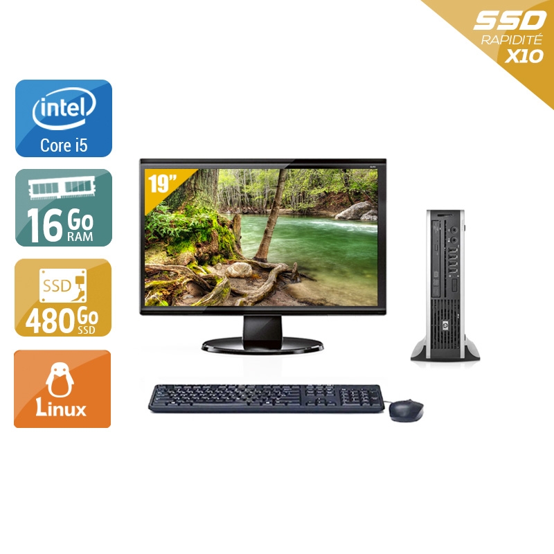 HP Compaq Elite 8300 USDT i5 + Écran - 19'' 16Go RAM 480Go SSD Linux  État correctOccasion certifiée reconditionnée Bon état -  reconditionné disponible sur Kiatoo