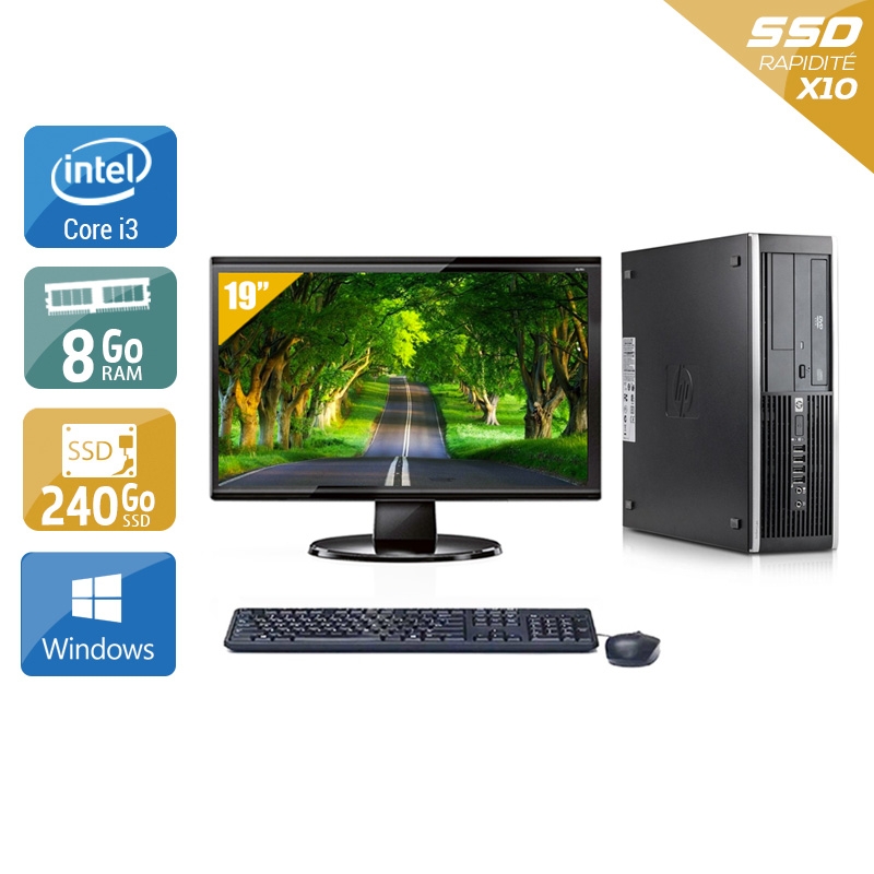 HP Compaq Elite 8300 SFF i3 + Écran - 19'' 8Go RAM 240Go SSD Windows 10  Bon étatOccasion certifiée reconditionnée Bon état -  reconditionné disponible sur Kiatoo