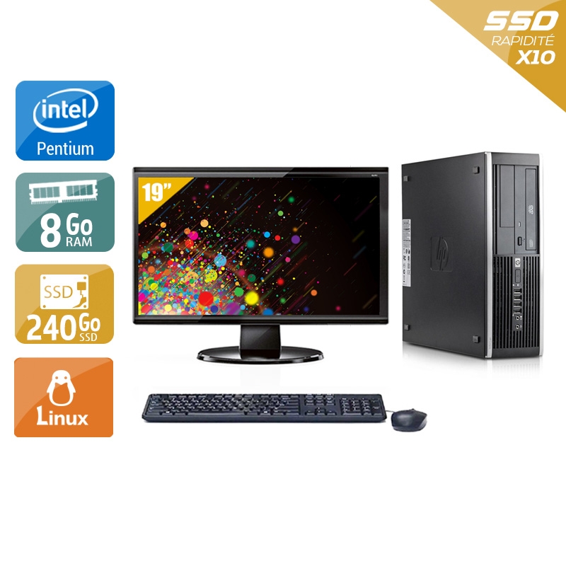 HP Compaq Elite 8300 SFF Pentium G Dual Core + Écran - 19'' 8Go RAM 240Go SSD Linux  Très bon étatOccasion certifiée reconditionnée Bon état -  reconditionné disponible sur Kiatoo