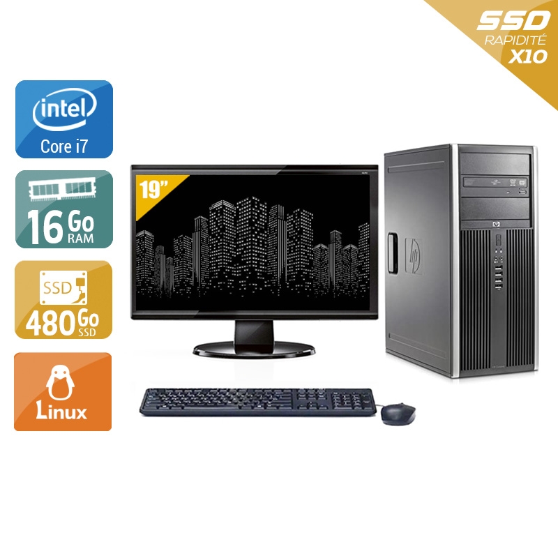 HP Compaq Elite 8300 Tower i7 + Écran - 19'' 16Go RAM 480Go SSD Linux  Très bon étatOccasion certifiée reconditionnée Bon état -  reconditionné disponible sur Kiatoo