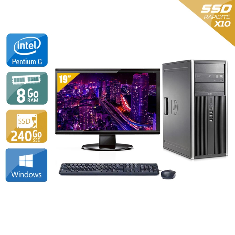 HP Compaq Elite 8300 Tower Pentium G Dual Core + Écran - 19'' 8Go RAM 240Go SSD Windows 10  Bon étatOccasion certifiée reconditionnée Bon état -  reconditionné disponible sur Kiatoo
