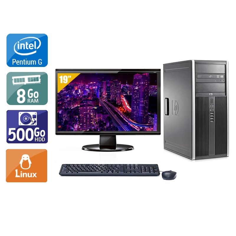 HP Compaq Elite 8300 Tower Pentium G Dual Core avec Écran 19 pouces 8Go RAM 500Go HDD Linux