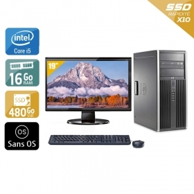HP Compaq Elite 8300 Tower i5 avec Écran 19 pouces 16Go RAM 480Go SSD Sans OS