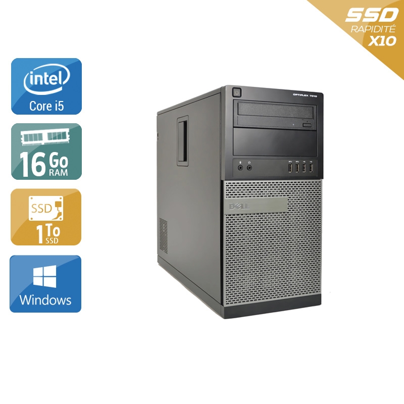Dell Optiplex 7010 Tower i5 - 16Go RAM 1To SSD Windows 10  Très bon étatOccasion certifiée reconditionnée Bon état -  reconditionné disponible sur Kiatoo