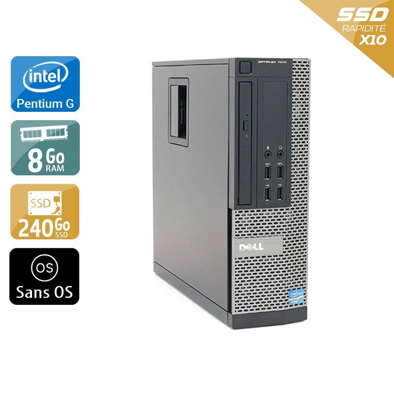 Dell Optiplex 7010 SFF Pentium G Dual Core 8Go RAM 240Go SSD Sans OS