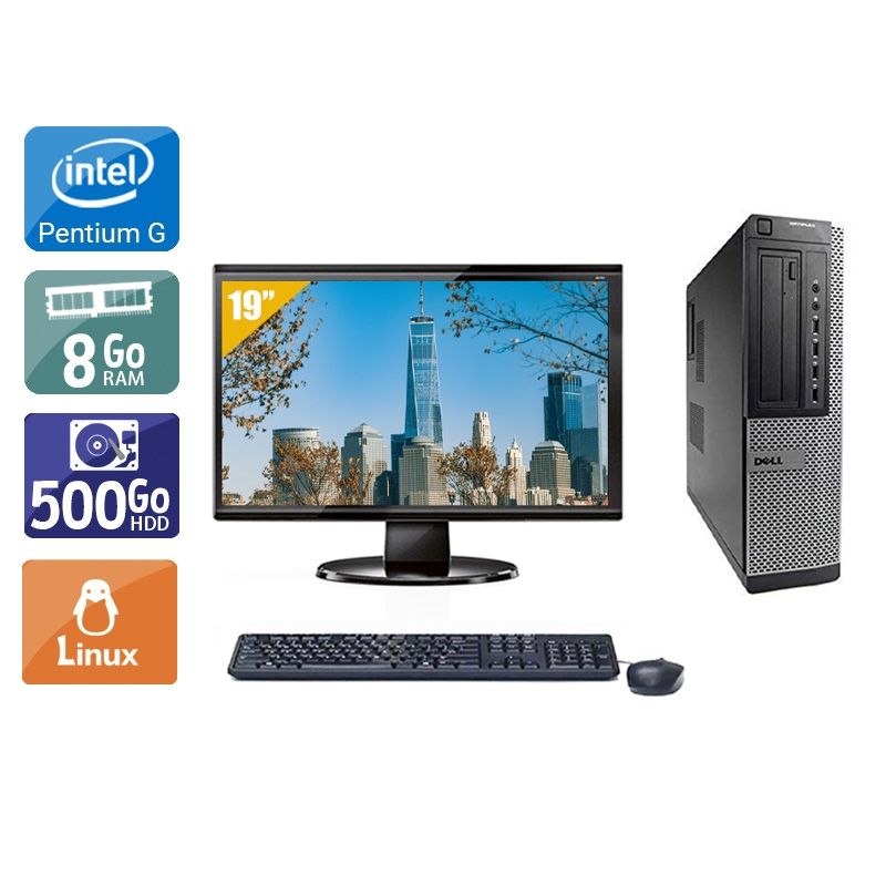 Dell Optiplex 7010 Desktop Pentium G Dual Core avec Écran 19 pouces 8Go RAM 500Go HDD Linux