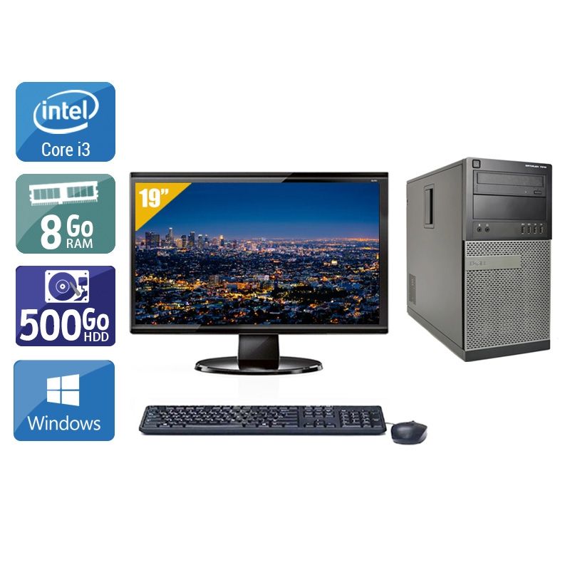 Dell Optiplex 7010 Tower i3 avec Écran 19 pouces 8Go RAM 500Go HDD Windows 10