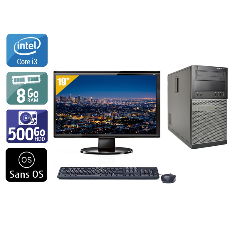 Dell Optiplex 7010 Tower i3 + Écran - 19'' 8Go RAM 500Go HDD Sans OS  Bon étatOccasion certifiée reconditionnée Bon état -  reconditionné disponible sur Kiatoo