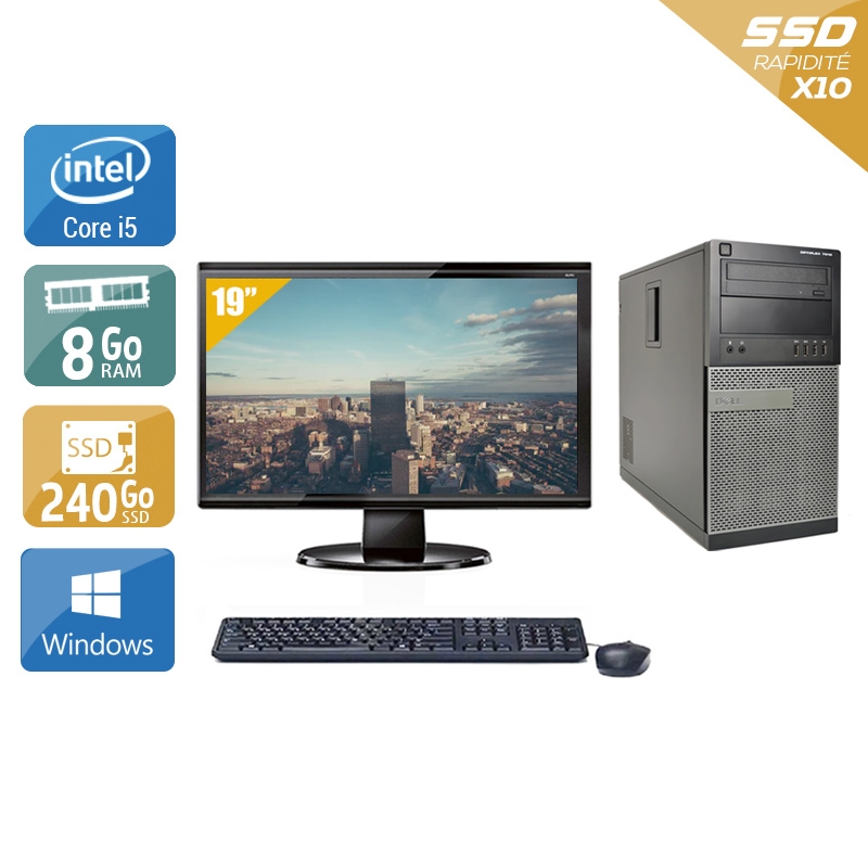 Dell Optiplex 7010 Tower i5 + Écran - 19'' 8Go RAM 240Go SSD Windows 10  Bon étatOccasion certifiée reconditionnée Bon état -  reconditionné disponible sur Kiatoo