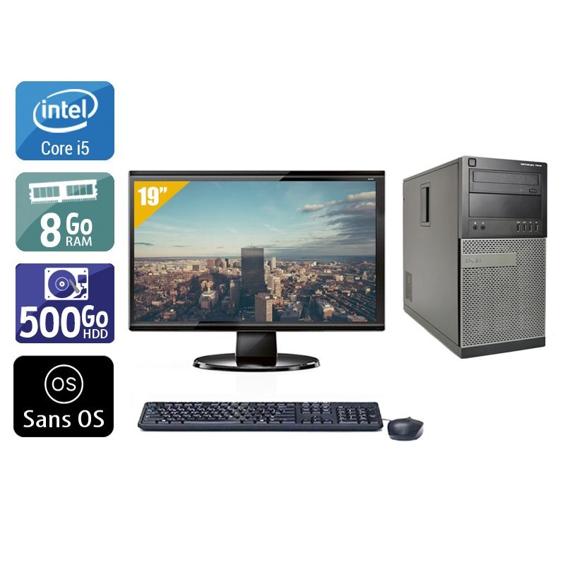 Dell Optiplex 7010 Tower i5 avec Écran 19 pouces 8Go RAM 500Go HDD Sans OS