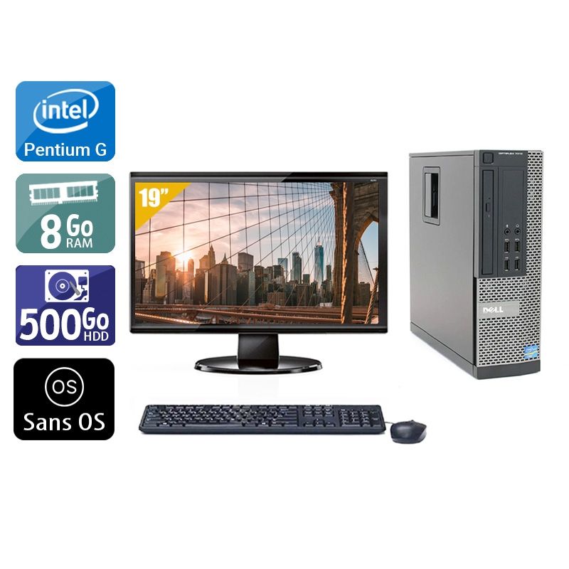 Dell Optiplex 7010 SFF Pentium G Dual Core avec Écran 19 pouces 8Go RAM 500Go HDD Sans OS