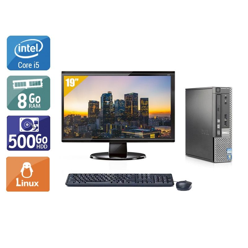 Dell Optiplex 7010 USDT i5 avec Écran 19 pouces 8Go RAM 500Go HDD Linux