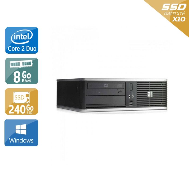 HP Compaq dc7800 SFF Core 2 Duo 8Go RAM 240Go SSD Windows 10