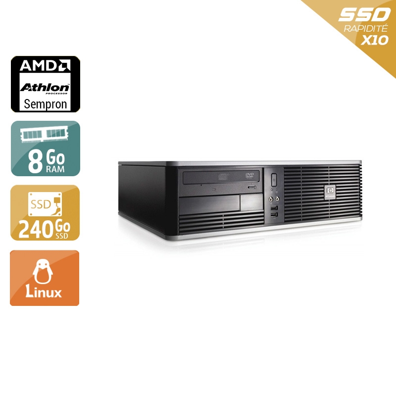 HP Compaq dc5750 SFF AMD Sempron - 8Go RAM 240Go SSD Linux  Bon étatOccasion certifiée reconditionnée Bon état -  reconditionné disponible sur Kiatoo