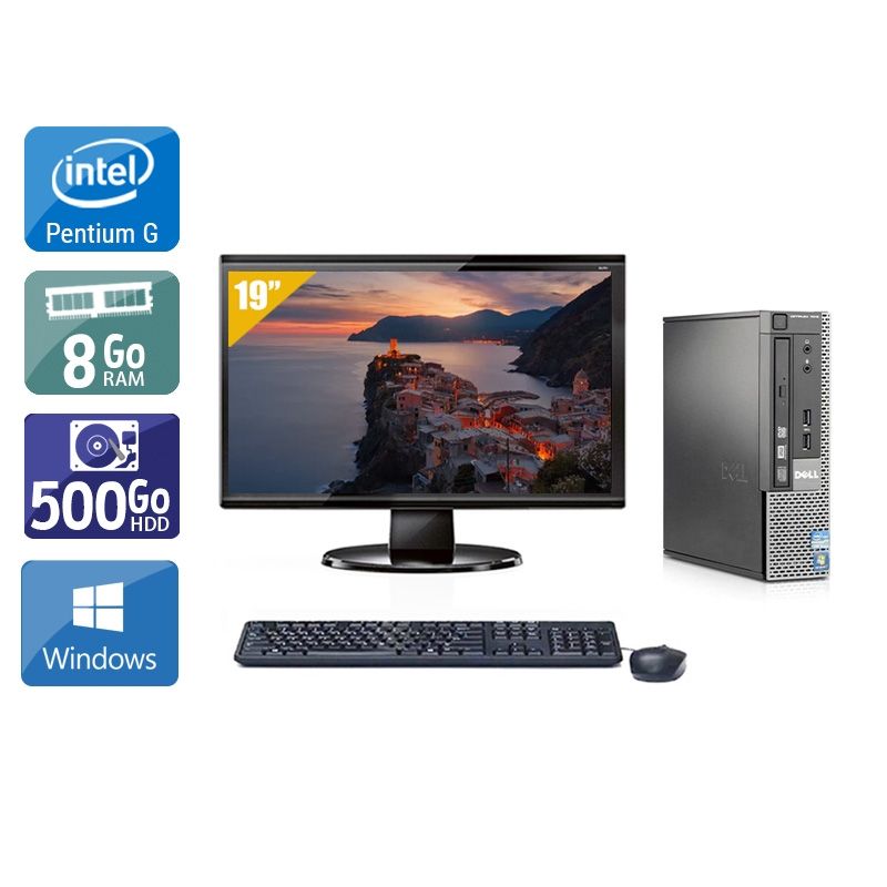 Dell Optiplex 7010 USDT Pentium G Dual Core avec Écran 19 pouces 8Go RAM 500Go HDD Windows 10