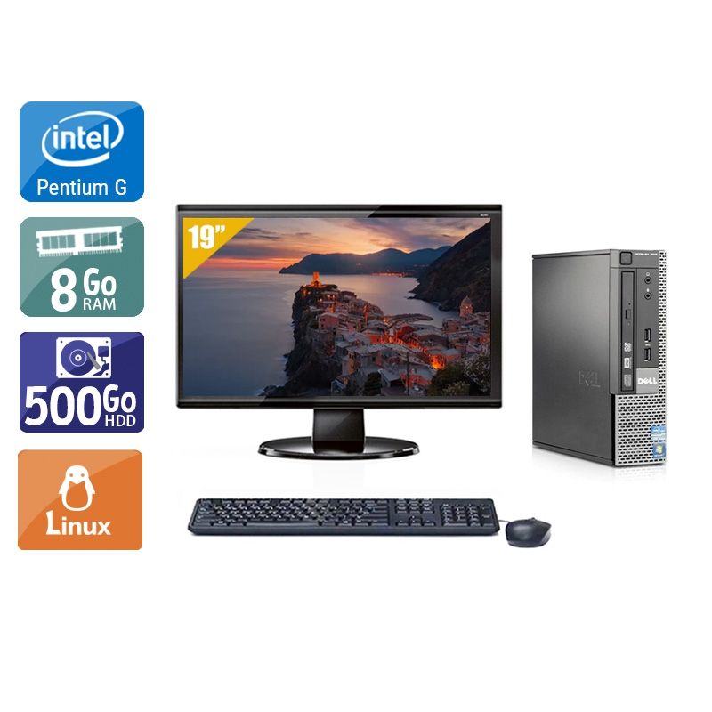 Dell Optiplex 7010 USDT Pentium G Dual Core avec Écran 19 pouces 8Go RAM 500Go HDD Linux