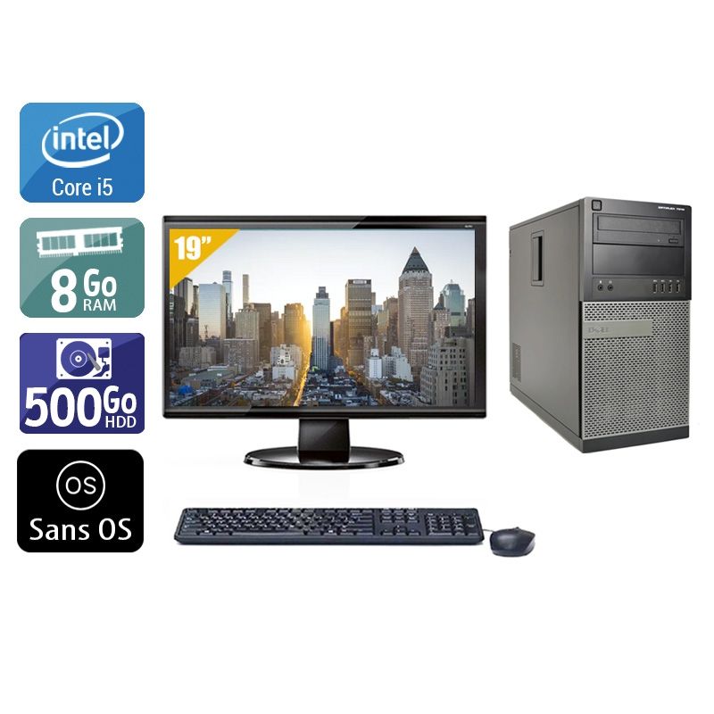 Dell Optiplex 7020 Tower i5 avec Écran 19 pouces 8Go RAM 500Go HDD Sans OS