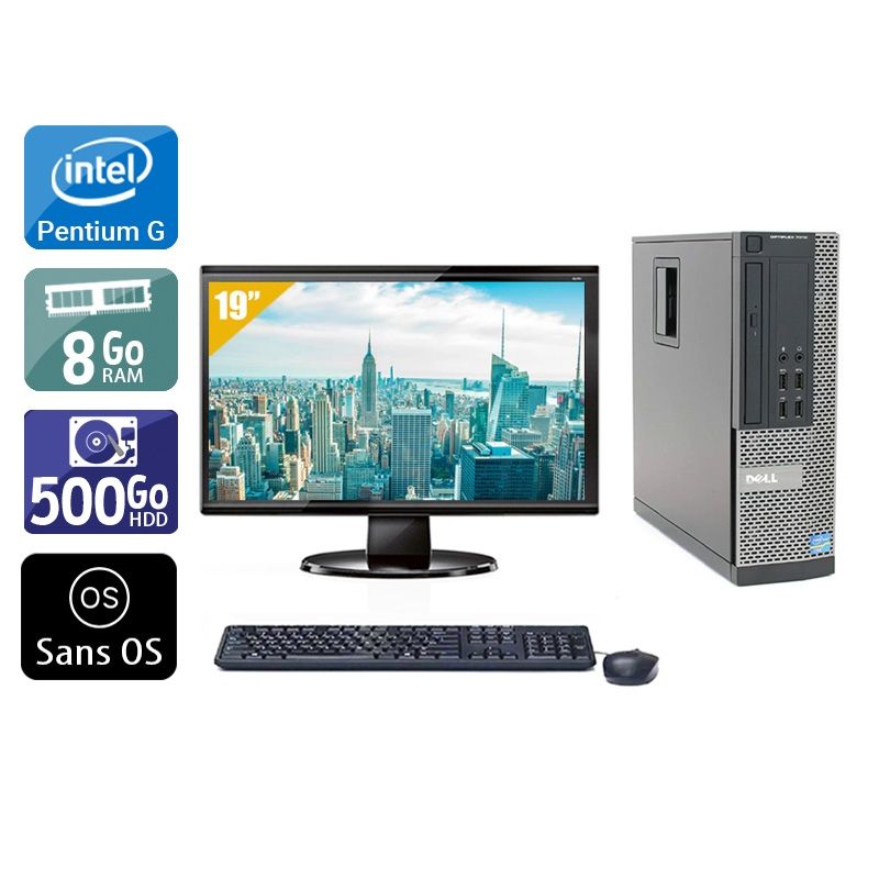 Dell Optiplex 7020 SFF Pentium G Dual Core avec Écran 19 pouces 8Go RAM 500Go HDD Sans OS