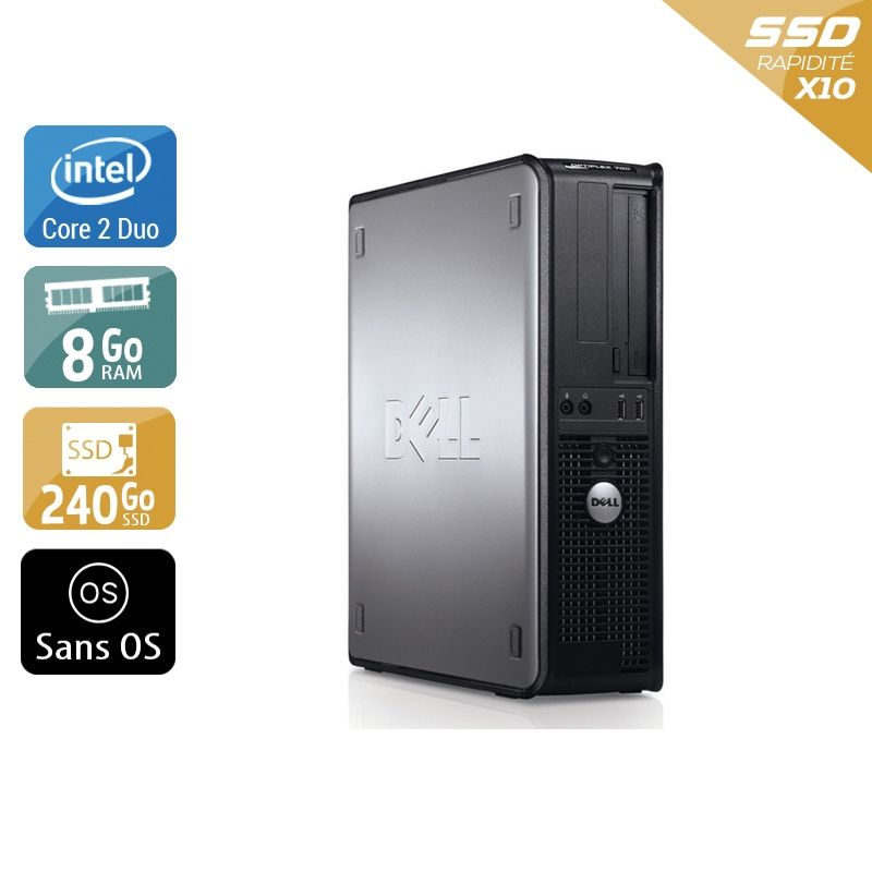 Dell Optiplex 760 Desktop Core 2 Duo 8Go RAM 240Go SSD Sans OS