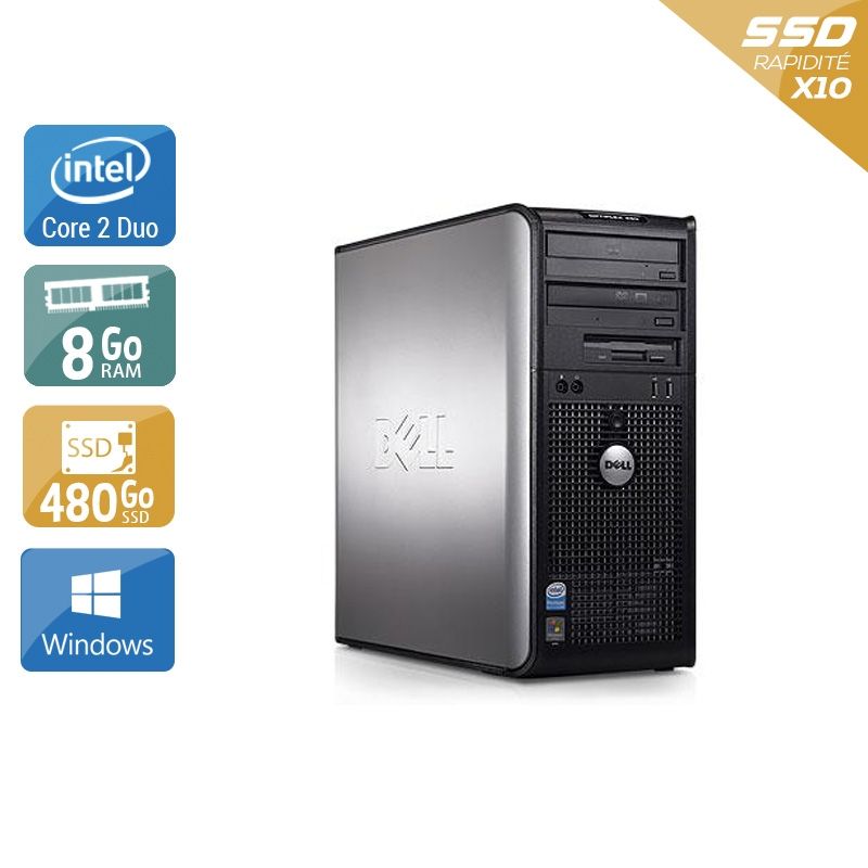 Dell Optiplex 760 Tower Core 2 Duo 8Go RAM 480Go SSD Windows 10