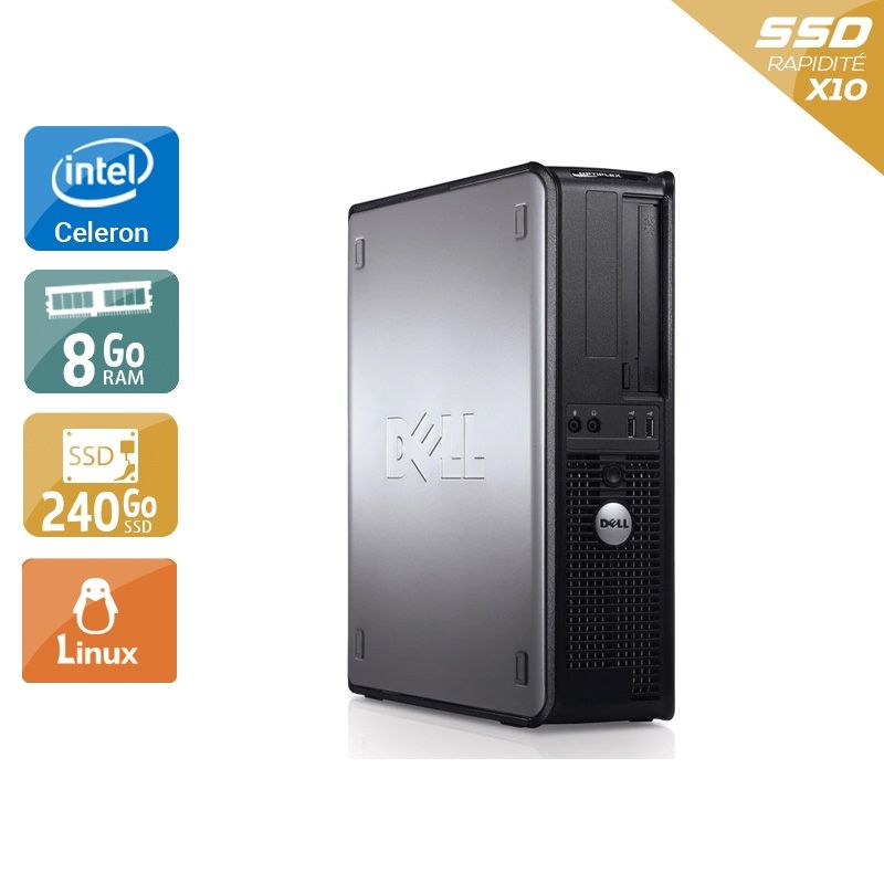 Dell Optiplex 780 Desktop Celeron Dual Core 8Go RAM 240Go SSD Linux