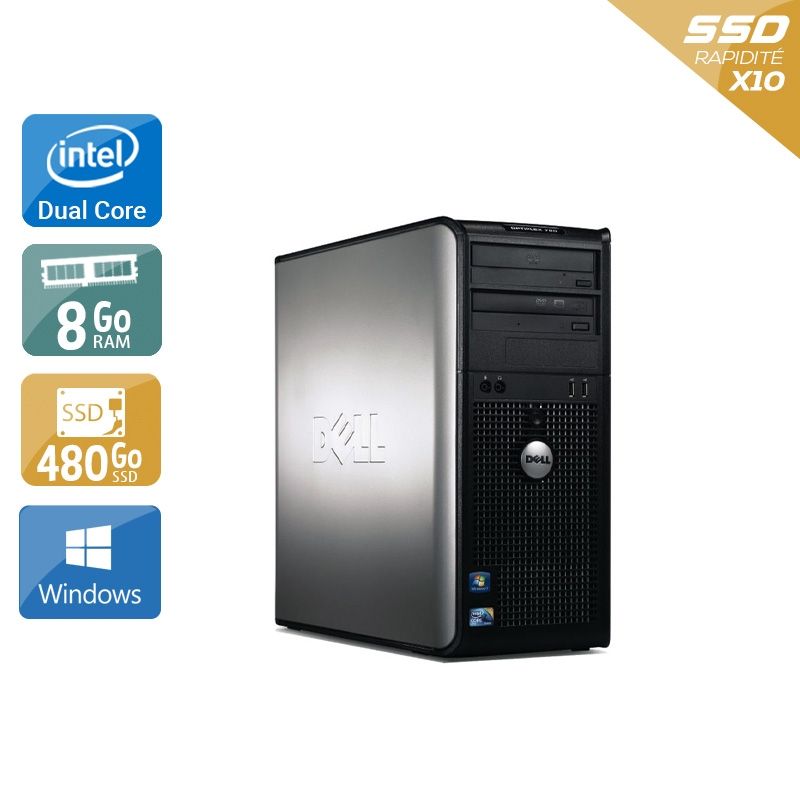 Dell Optiplex 780 Tower Dual Core 8Go RAM 480Go SSD Windows 10