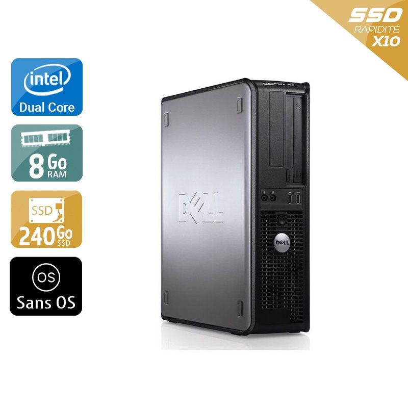 Dell Optiplex 780 SFF Dual Core 8Go RAM 240Go SSD Sans OS