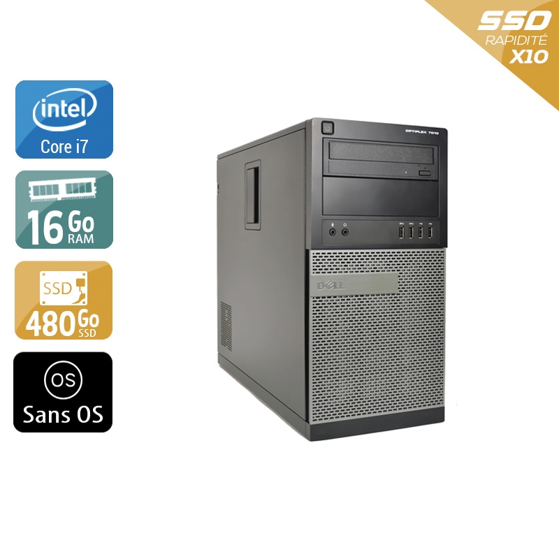 Dell Optiplex 790 Tower i7 - 16Go RAM 480Go SSD Sans OS  Très bon étatOccasion certifiée reconditionnée Bon état -  reconditionné disponible sur Kiatoo