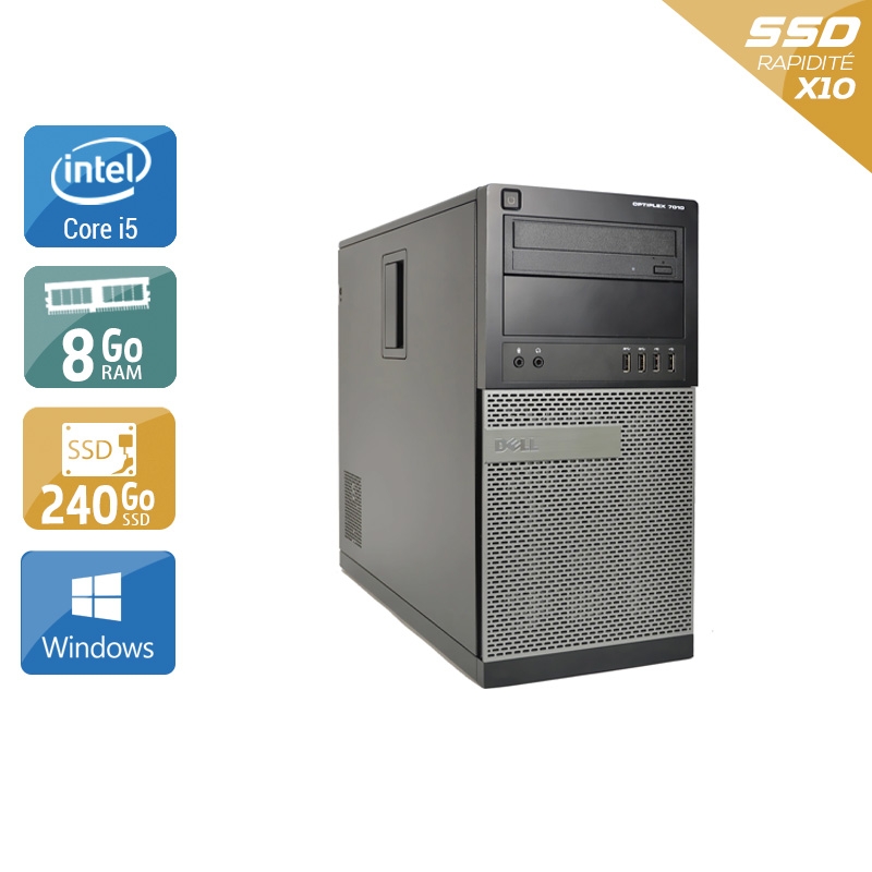 Dell Optiplex 9010 Tower i5 8Go RAM 240Go SSD Windows 10