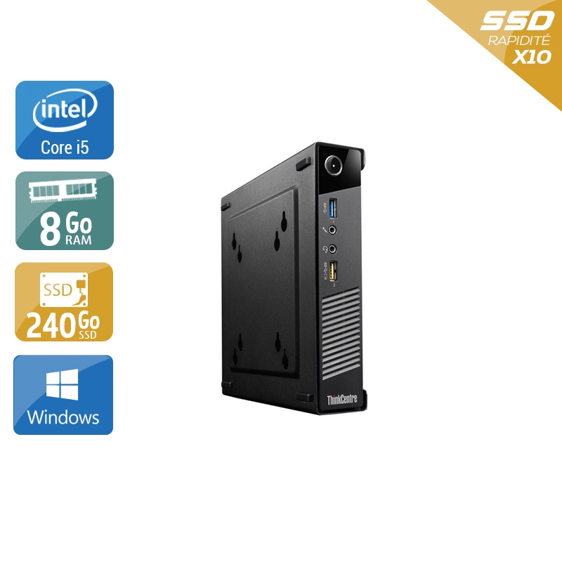 Acheter Lenovo ThinkCentre M73 Tiny i5 - 8Go RAM 240Go SSD Windows 10 Très bon étatOccasion certifiée reconditionnée Bon état - 232,50 € Lenovo ThinkCentre M73 Tiny i5 - 8Go RAM 240Go SSD Windows 10 Très bon étatOccasion certifiée reconditionnée Bon état - reconditionné disponible sur Kiatoo