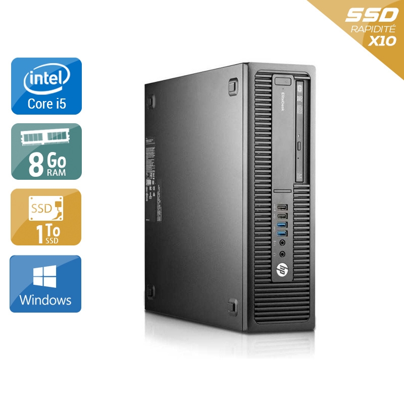 HP EliteDesk 800 G1 SFF i5 - 8Go RAM 1To SSD Windows 10 État correctOccasion certifiée reconditionnéeOccasion certifiée reconditionnée