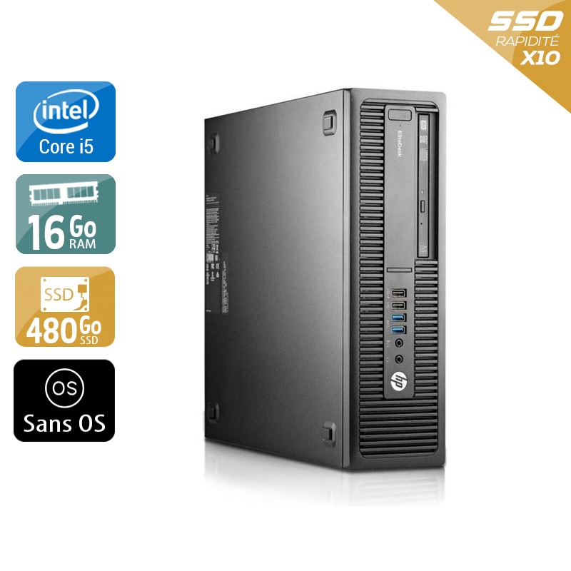 HP EliteDesk 800 G1 SFF i5 16Go RAM 480Go SSD Sans OS
