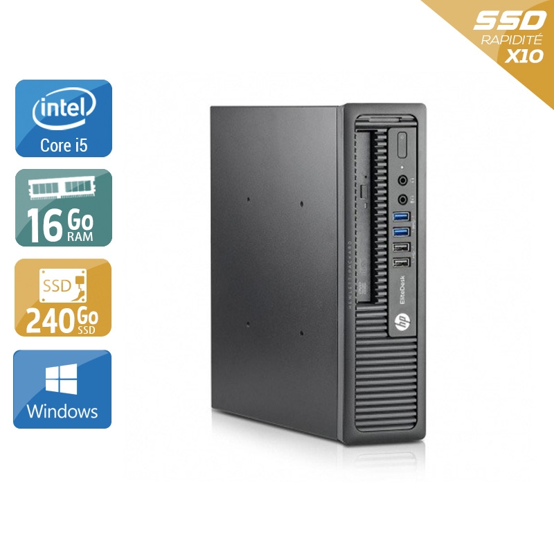 HP EliteDesk 800 G1 USDT i5 16Go RAM 240Go SSD Windows 10