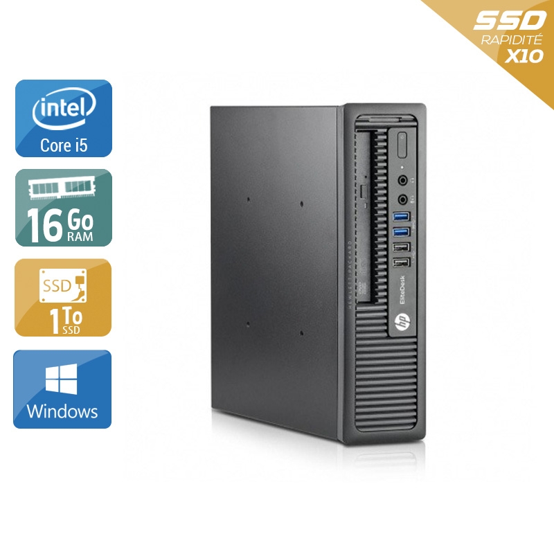 HP EliteDesk 800 G1 USDT i5 16Go RAM 1To SSD Windows 10