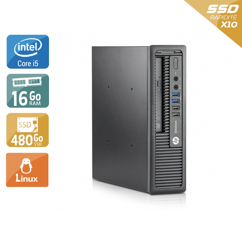 HP EliteDesk 800 G1 USDT i5 16Go RAM 480Go SSD Linux