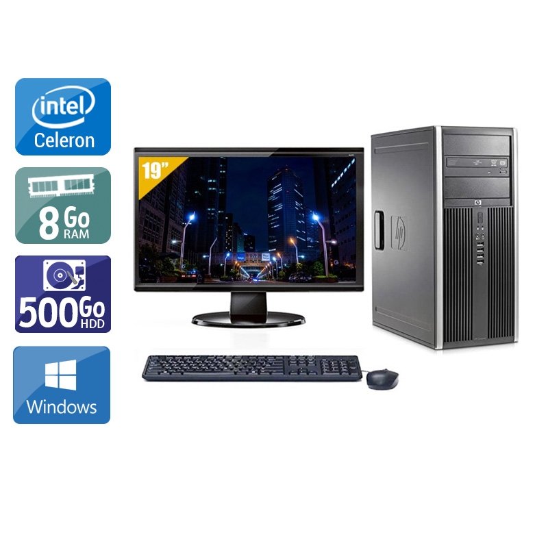 HP Compaq dc7800 Tower Celeron Dual Core avec Écran 19 pouces 8Go RAM 500Go HDD Windows 10