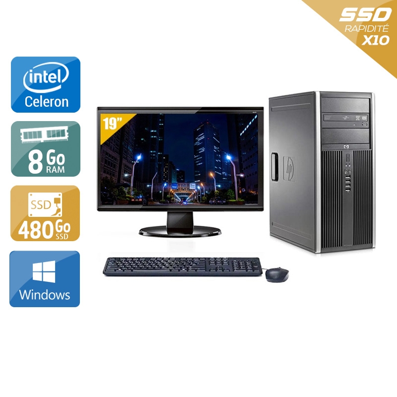 HP Compaq dc7800 Tower Celeron Dual Core + Écran - 19'' 8Go RAM 480Go SSD Windows 10  Très bon étatOccasion certifiée reconditionnée Bon état -  reconditionné disponible sur Kiatoo