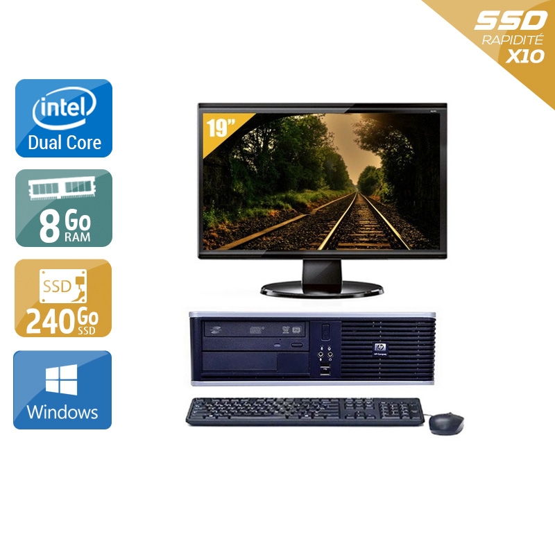 HP Compaq dc7800 SFF Dual Core + Écran - 19'' 8Go RAM 240Go SSD Windows 10  Bon étatOccasion certifiée reconditionnée Bon état -  reconditionné disponible sur Kiatoo