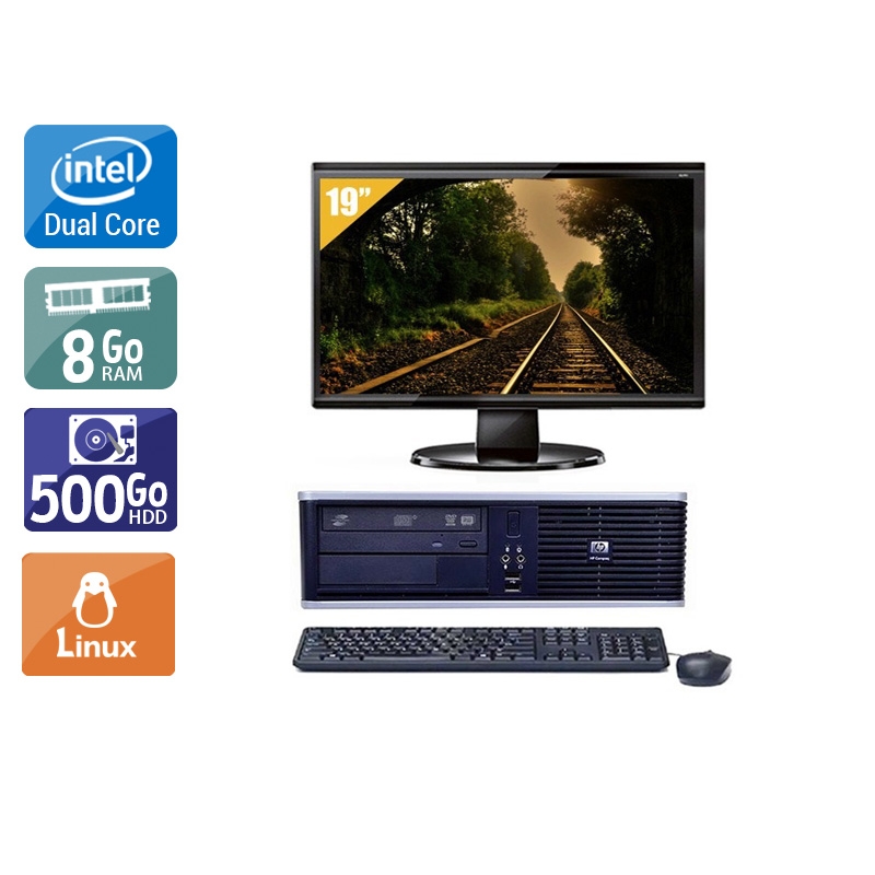 HP Compaq dc7800 SFF Dual Core + Écran - 19'' 8Go RAM 500Go HDD Linux  Très bon étatOccasion certifiée reconditionnée  -  reconditionné disponible sur Kiatoo