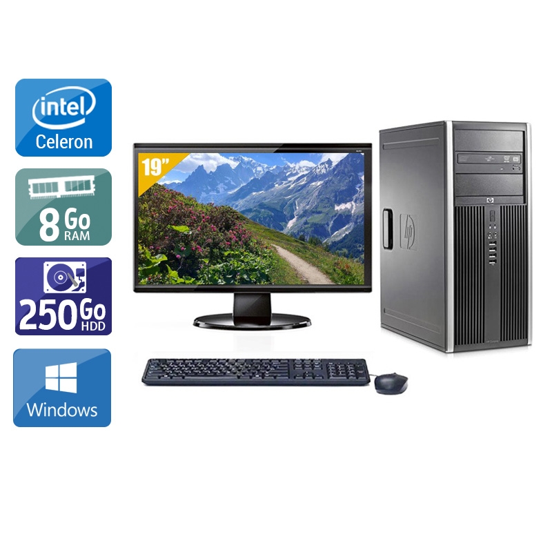 HP Compaq dc7900 Tower Celeron Dual Core avec Écran 19 pouces 4Go RAM 250Go HDD Windows 10