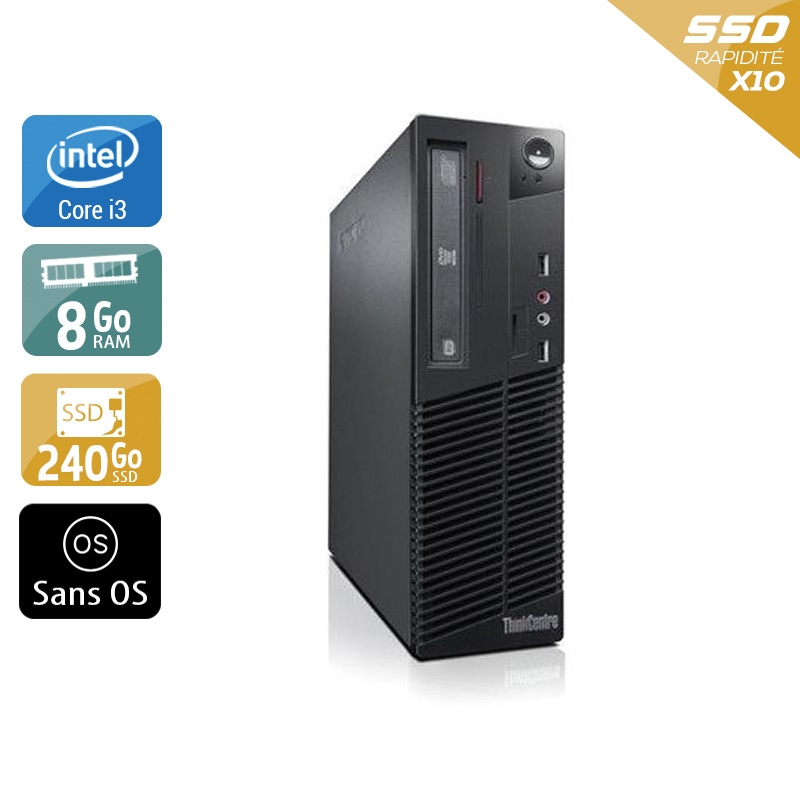 Lenovo ThinkCentre M71 SFF i3 8Go RAM 240Go SSD Sans OS